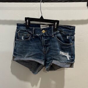 Frame Denim Distressed Blue Jean Shorts